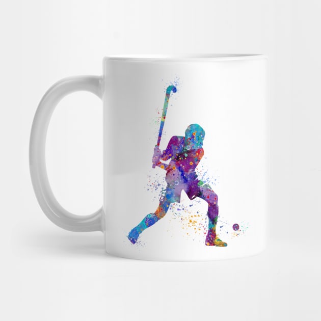 Boy Field Hockey Player Watercolor Sport by LotusGifts